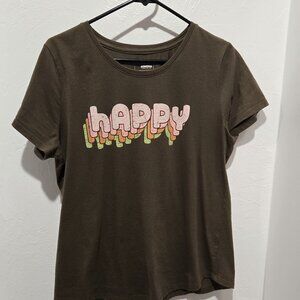 Happy Graphic T-Shirts | Size L | Green  - Lightly loved
